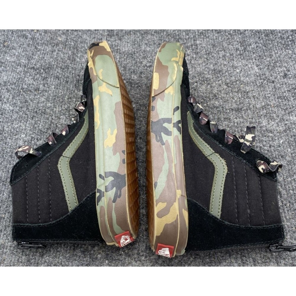 Vans Sk8-Hi Zip Kids Shoes Size 3.0 Camo Black Green High Top Skate Sneakers Boy - Picture 7 of 10